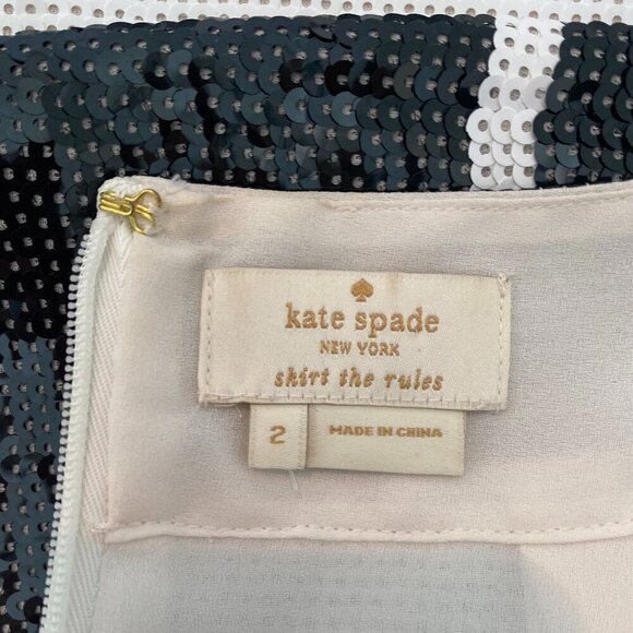 Kate Spade sequins pencil skirt Womens Size 2 black white stripe party evening - Picture 11 of 12
